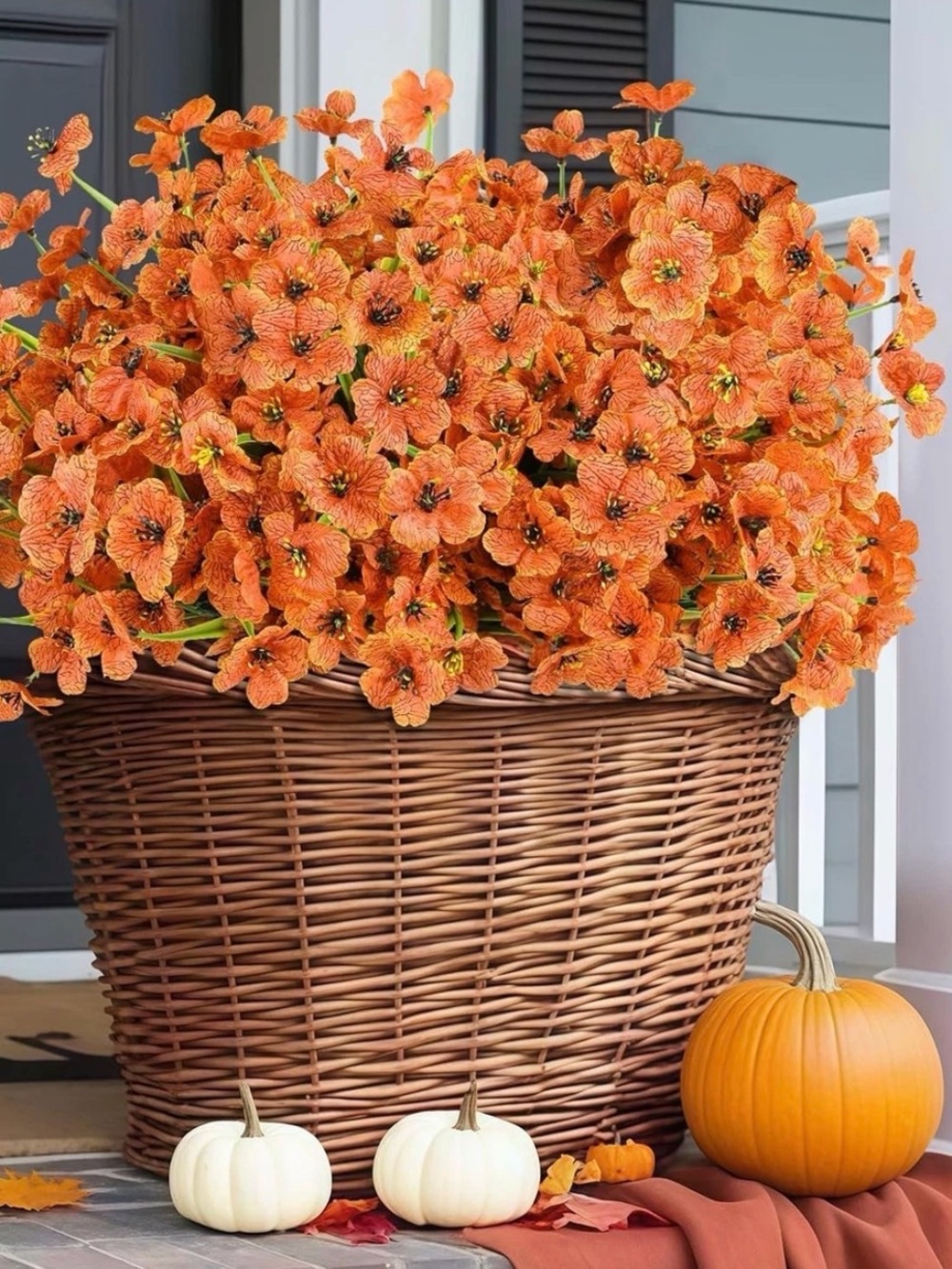 24 Bundles Artificial Fall Flowers for Outdoors UV Resistant Fake Mums Silk Faux